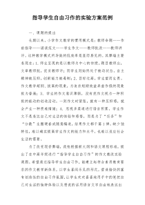 指导学生自由习作的实验方案范例