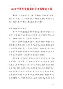 2023年暑期实践报告字文章精编5篇
