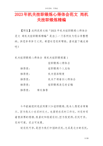 2023年机关挂职锻炼心得体会范文 局机关挂职锻炼精编