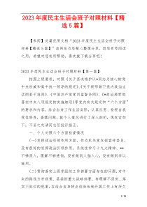 2023年度民主生活会班子对照材料【精选5篇】