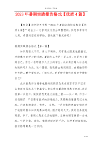 2023年暑期实践报告格式【优质4篇】