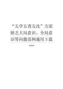 “五学五查五改”方面缺乏大局意识、全局意识等问题范例通用3篇