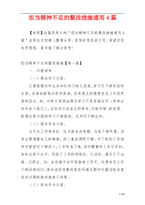 担当精神不足的整改措施通用4篇