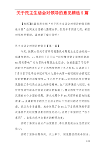 关于民主生活会对领导的意见精选5篇