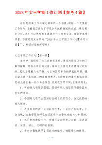 2023年大三学期工作计划【参考4篇】