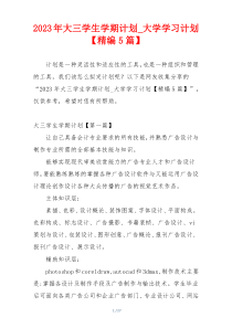 2023年大三学生学期计划_大学学习计划【精编5篇】