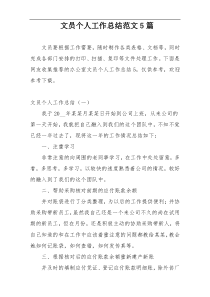  文员个人工作总结范文5篇
