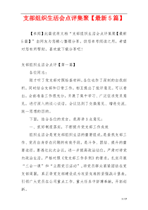 支部组织生活会点评集聚【最新5篇】