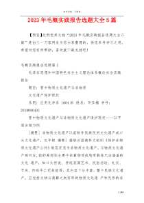 2023年毛概实践报告选题大全5篇