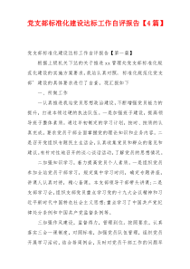 党支部标准化建设达标工作自评报告【4篇】