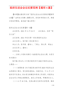 组织生活会会议纪要范例【通用4篇】