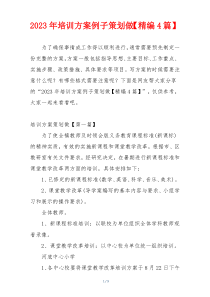 2023年培训方案例子策划做【精编4篇】
