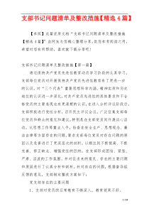 支部书记问题清单及整改措施【精选4篇】