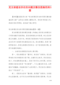 党支部建设存在的问题及整改措施范例5篇