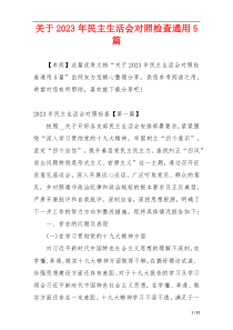 关于2023年民主生活会对照检查通用5篇