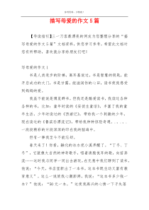 描写母爱的作文5篇