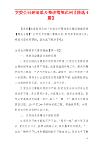 支委会问题清单及整改措施范例【精选4篇】
