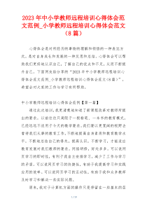 2023年中小学教师远程培训心得体会范文范例_小学教师远程培训心得体会范文（8篇）