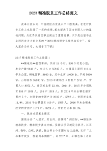2023精准脱贫工作总结范文
