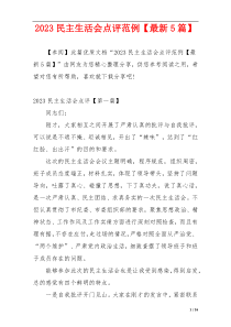 2023民主生活会点评范例【最新5篇】