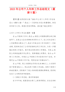 2023年公司个人年终工作总结范文（最新5篇）