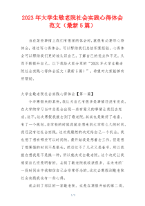 2023年大学生敬老院社会实践心得体会范文（最新5篇）