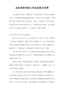 业务员的年度工作总结范文优秀