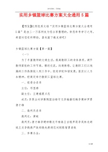 实用乡镇篮球比赛方案大全通用5篇