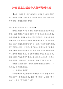 2023民主生活会个人剖析范例5篇
