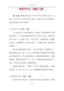 母亲节作文（精选5篇）