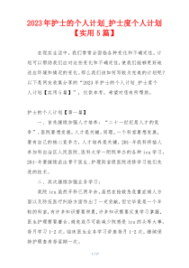 2023年护士的个人计划_护士度个人计划【实用5篇】