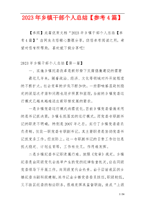 2023年乡镇干部个人总结【参考4篇】