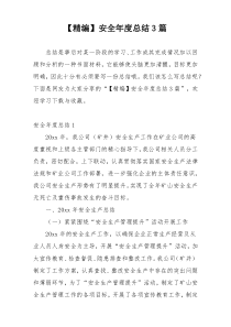 【精编】安全年度总结3篇