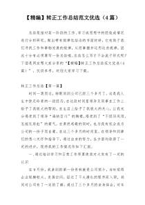 【精编】转正工作总结范文优选（4篇）
