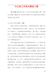 办公室工作亮点精选5篇