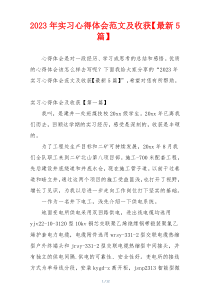 2023年实习心得体会范文及收获【最新5篇】