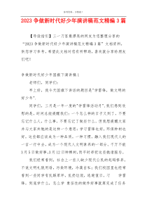 2023争做新时代好少年演讲稿范文精编3篇