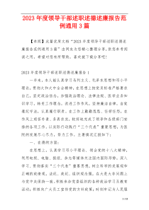 2023年度领导干部述职述德述廉报告范例通用3篇
