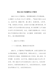 国企2023年度董事会工作报告