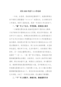 局长2023年度个人工作总结
