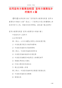 实用宣传方案策划校园 宣传方案策划乡村振兴4篇