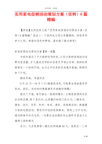 实用家电促销活动策划方案（实例）6篇精编
