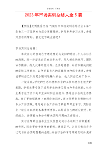 2023年市场实训总结大全5篇
