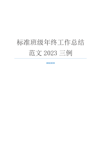 标准班级年终工作总结范文2023三例