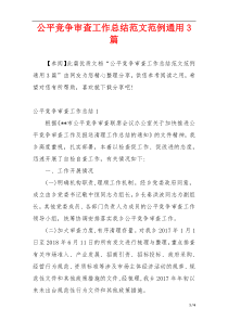 公平竞争审查工作总结范文范例通用3篇