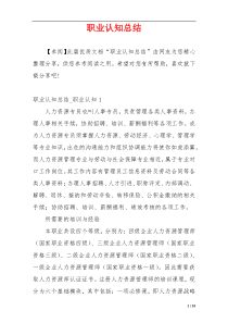 职业认知总结