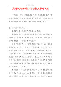实用家乡的风俗六年级作文参考3篇