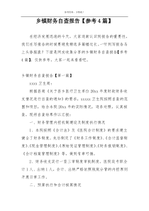 乡镇财务自查报告【参考4篇】