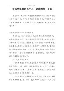 乡镇文化站站长个人（述职报告）2篇