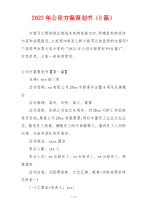 2023年公司方案策划书（8篇）
